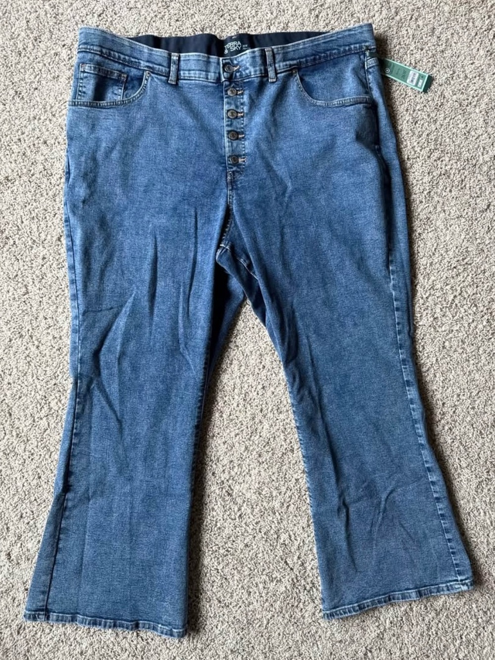Medium Blue Flare Button-Fly Jeans